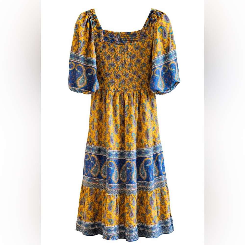 🧡 New Boho Paisley Maxi Dress | Smocked Bodice | Festival Cottagecore